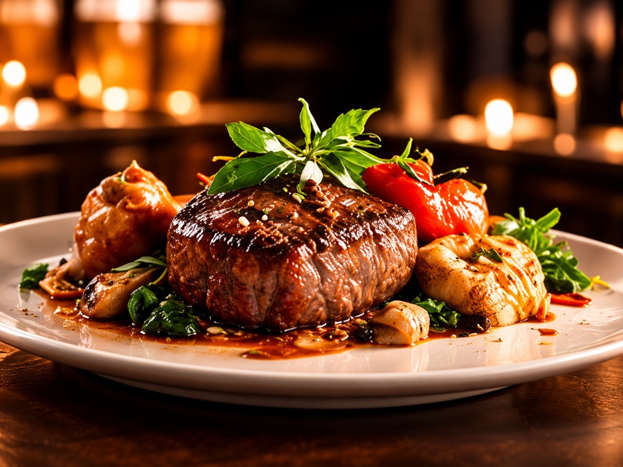 Beautifully plated restaurant entrée