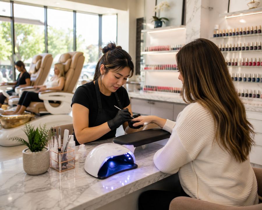 Manicure at a local nail salon